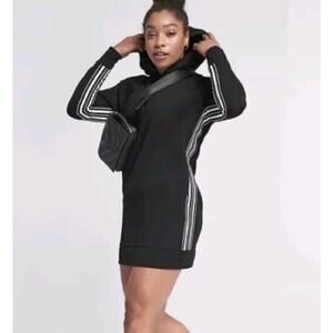 Athleta Olympia Hooded Long Sleeve Sweatshirt Dress Racerstripe Women Size XS